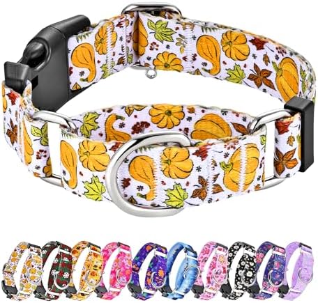 Hikiko Martingale Collar for Dogs with Halloween Pattern,Adjustable,M