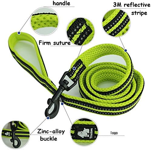Creation Core Reflective Dog Leash Durable Padded Pet Leash Strap for Puppy Pet Leash Rope, Black 6.5Ft Long 1" Wide