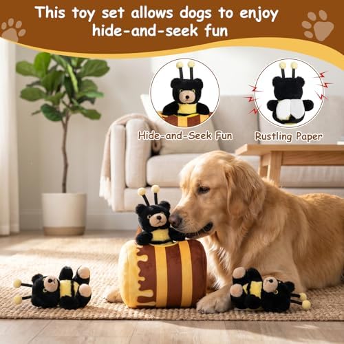 Hollypet Squeaky Hide and Seek Dog Toys for Small and Medium, Honey Pot