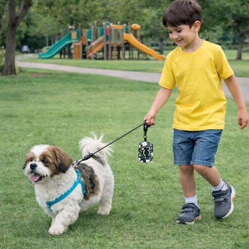 Petmolico Dog Poop Bag Holder Dispenser 2 Pack, Cyan & Flower