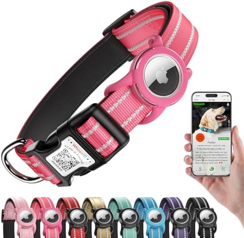 Airtag Dog Collar for Small Dogs, Reflective Dog Collar with Airtag Holder