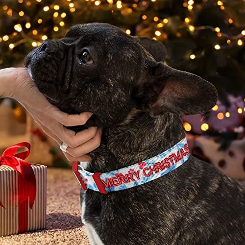 Pawtitas Personalized Dog Collar Dog Soft Adjustable Puppy Collar Customizable Embroidered add Pet Name Phone Number or Phrase Extra Small Teal Mistletoe