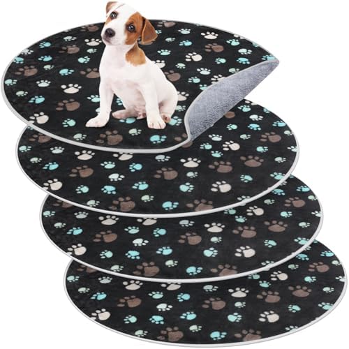 4 Pack Washable Whelping Pad Whelping Supplies Absorbent Reusable Puppy Training Pads Reusable Dog Mat for Floor Non Slip Washable Pee Mat for Dogs(Dark Gray,32 Inch)