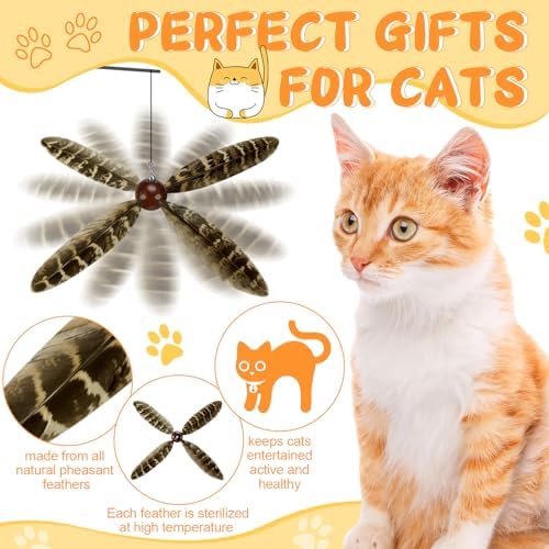 8 Pcs Cat Feather Propeller Toys Refills Replacement Propeller Interactive Cat Toy Refills Kittens Toy Feather Replacement Wand Teasers Attachments for Kittens Wand(Cute)