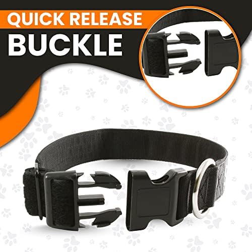 Tacticollar - Service Dog Collar, Nylon, Adjustable, Embroidery, with Space for Hook and Loop Patches ((Medium) 16-20in Length x 1.5in Width)