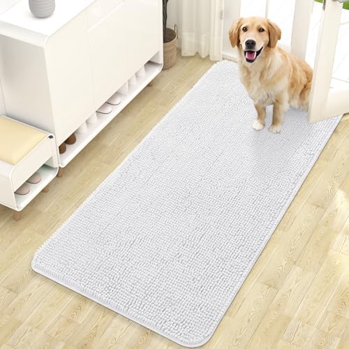 OLANLY Dog Door Mat for Muddy Paws 47x24, Super Absorbent Chenille Mud Mat