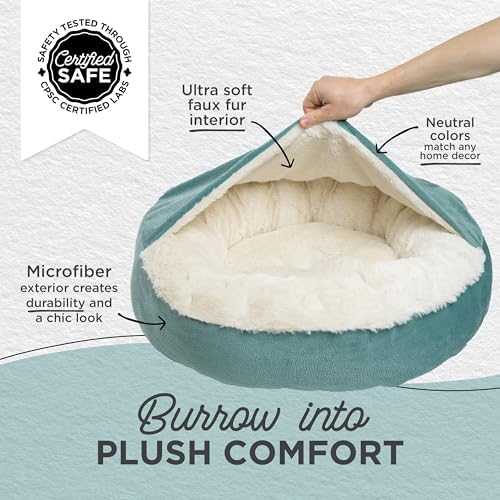 Best Friends by Sheri Cozy Cuddler Ilan Small Dog Bed, Tide Pool Blue, 24"