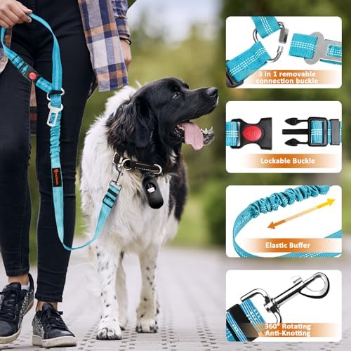 Laqibak Removable Dog Seat Belt Harness for Car, 3 in 1 Pet Seatbelt Leash