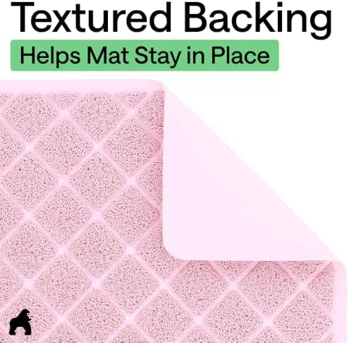 GORILLA GRIP Cat Litter Box Mat, Coiled Mesh Trapping Mats 17x11 Light Pink