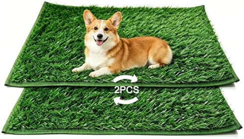 Dog Grass Pee Pad for Training, 33"x 20.6" Reusable Washable Replacement Artificial Grass for Potty Tray, Indoor/Outdoor Turf Grass, Realistic Fake Grass for Dogs (Pack of 2)