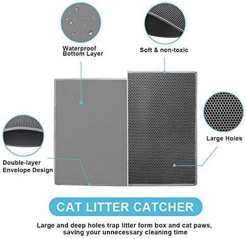Bulkniu Cat Litter Mat, 15"x24", Waterproof, Durable & Easy to Clean, Grey