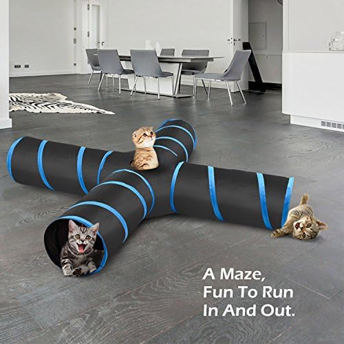 Pawaboo Cat Tunnel, Cat Tunnels for Indoor Cats, 4-Way Foldable Cats Tube