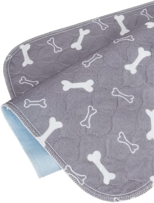 2 Pack 18"x24" Washable Pee Pads for Dogs, Super Absorbent Reusable Training Dog Pads with Bone Print, Non-Slip Potty Pads for Whelping, Playpen, Crate, Bed