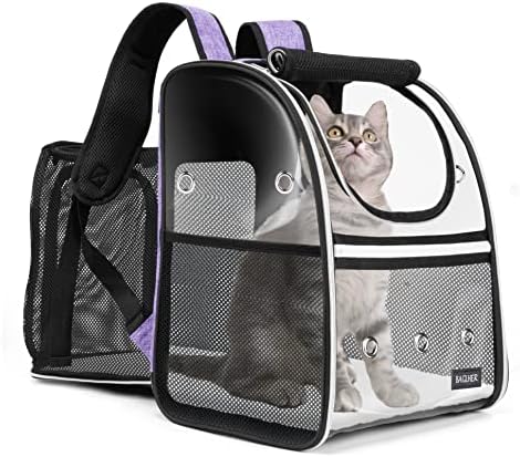 BAGLHER Expandable Pet Carrier Backpack，Pet Bubble Backpack for Small Cats Puppies Dogs Bunny, Airline-Approved Ventilate Transparent Capsule Backpack for Travel, Hiking and Outdoor Use. Purple
