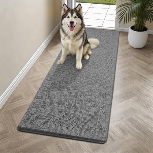 Bcoimo Super Absorbent Dog Door Mat, 60"*24" Anti Slip Mat for Muddy Paws