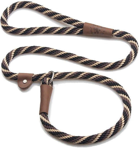 Mendota Pet Slip Leash - Dog Lead and Collar Combo - Made in The USA - Mocha, 1/2 in x 4 ft - for Large Breeds