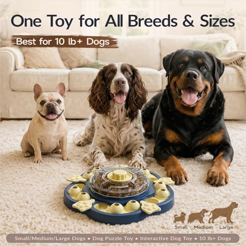 KADTC 3-Level Dog Puzzle Toy, Spin to Release Treat Dispenser & Slow Feeder