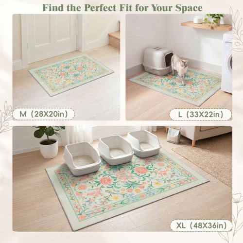 Bienbee Cat Litter Mat, 2 Pack 28" x 20" Machine Washable for Litter Boxes