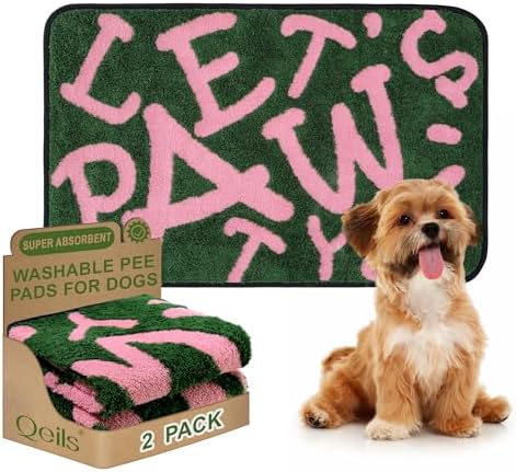 Qeils Reusable Puppy Pads , Washable Pee Pads for Dogs 23" x 36" 2 Pack