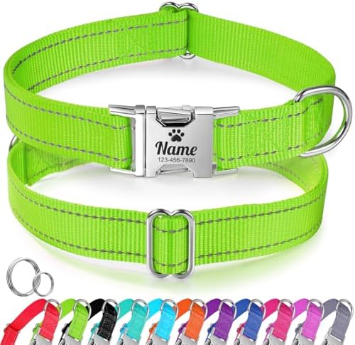 Silent Dog Collar Personalized with Name Phone Number Laser Engraved