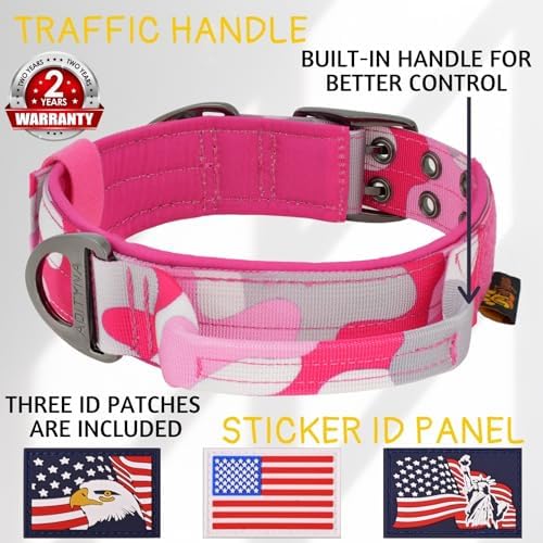 ADITYNA Heavy Duty Girl Dog Collar for Extra-Large Dogs with Traffic Handle