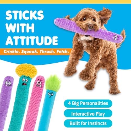 Guru Pet: Fry Guy: 5 Piece Set - Large - 4 Plush Dog Toys w/Holder, Squeaks & Crinkles, Fry Shape Characters, Durable Fabric, Chew-Fetch-Thrash-Play