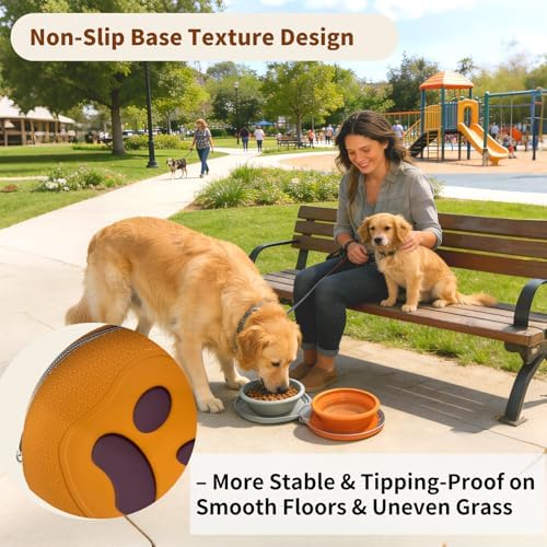 2-in-1 Collapsible Dog Travel Bowl Portable Silicone Carabiner