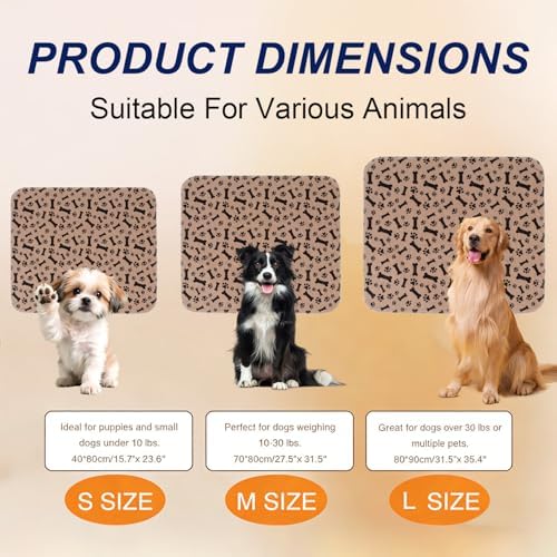 Puppy Pads with Pheromones, Washable Pee Pads for Dogs Potty Training, Reusable Dog Mat with Pet Hair Removal Gloves for Playpen, Crate, Whelping Box (Brown,M)