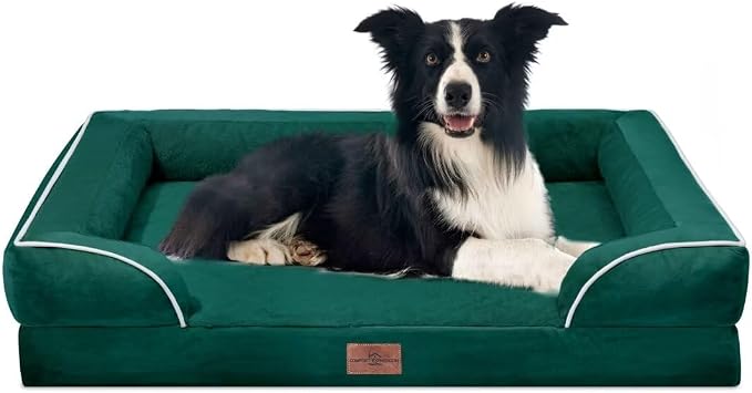 Comfort Expression Orthopedic Dog Beds for Large Sized Dog with Bolster | Waterproof Dog Couch Bed with Washable Cover & Non-Slip Bottom, Supportive Egg Crate Foam Large Pet Bed, 36x27 Inch