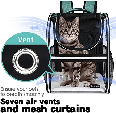 BAGLHER Expandable Pet Carrier Backpack，Pet Bubble Backpack for Small Cats Puppies Dogs Bunny, Airline-Approved Ventilate Transparent Capsule Backpack for Travel, Hiking and Outdoor Use. Green