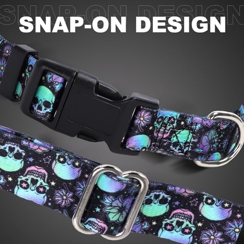 Skull Dog Collars for XL Dogs,Adjustable Comfy Soft Collar Boy Dogs(XL)