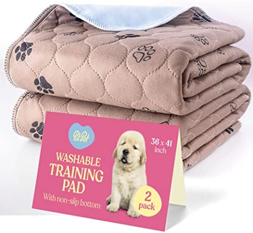 Super Absorbent Washable Pee Pads for Dogs - 2-Pack Superior Reusable Puppy Pads Pet Training Pads –100% Waterproof Dog Pee Pad Protects Against Urine Leakage Non-Slip Grip Prevents Slipping& Bunching