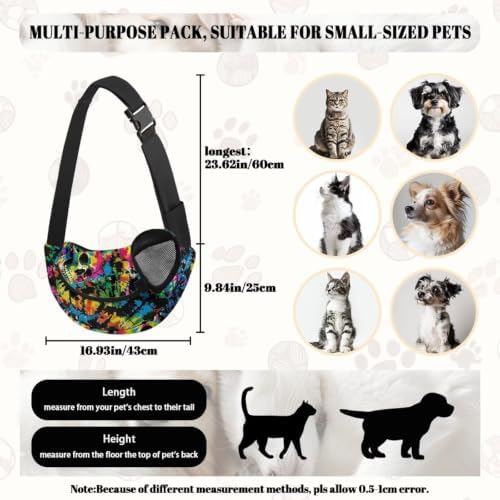COEQINE Rainbow Gothic Pet Carrier Sling for Small Dogs Puppy Bag Travel