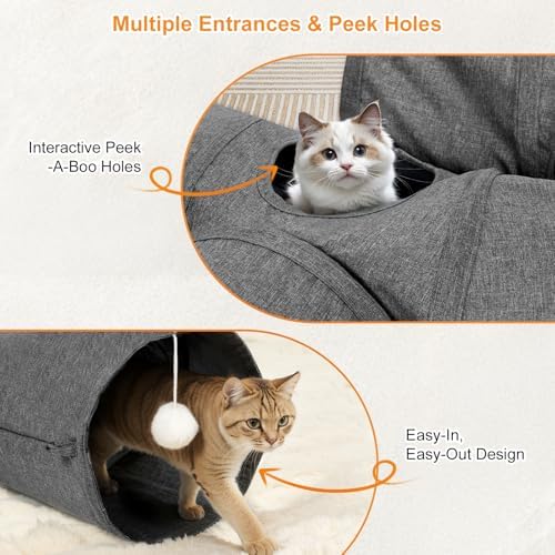 Ownpets 10" Large Cat Tunnel 3-Way U-Shape Oxford Fabric for Large Cat