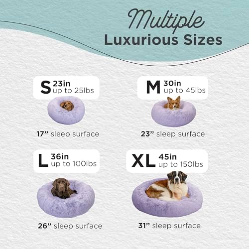 Best Friends by Sheri The Original Calming Donut Dog Bed for Medium Dogs up to 45 lbs, Shag Faux Fur, Lavender, 30" x 30"