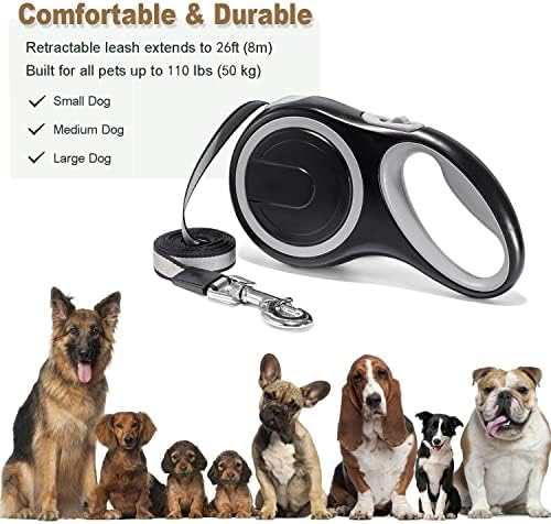 16 FT Retractable Dog Leash,Small/Medium/Large Dog Retractable Leash（Black） for Dogs