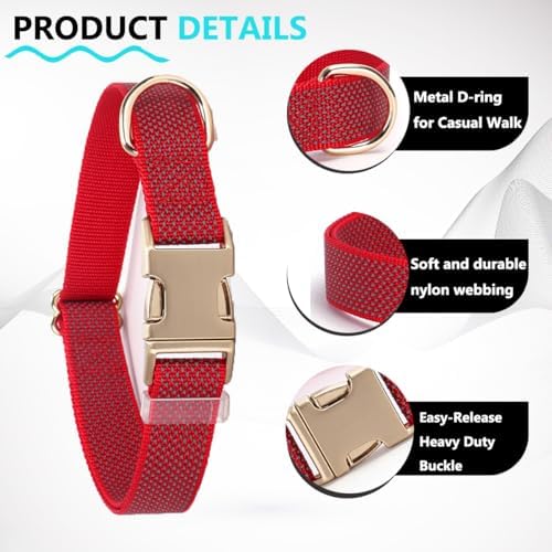 Reflective Dog Collar with Metal Buckle for Dogs Night Walking