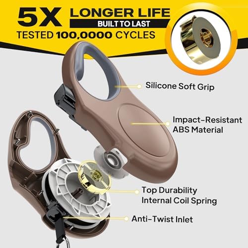 Fida Retractable Dog Leash X-Small Breed, 10 ft Durable Pet Walking Leash for Extra Small Dogs/Cats/Small Animals up to 18lbs, 360° Tangle Free, Coffee/Brown