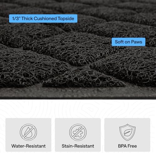 GORILLA GRIP Cat Litter Box Mat, Coiled Mesh Trapping Mats, 24x17 Black