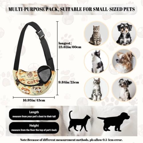 COEQINE Cute Dog Sling Backpack for 0-15 Ibs,Fashion Design Breathable