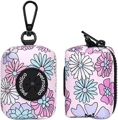 Petmolico Dog Poop Bag Holder Dispenser 2 Pack, Colorful Daisy