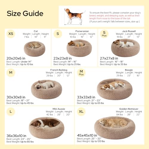 Bedsure Calming Dog Beds Large Sized Dog Donut Washable Pet Bed,36ins Camel