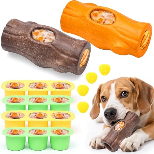 2 Pack Dog Toys for Aggressive Chewers Orange & Brown