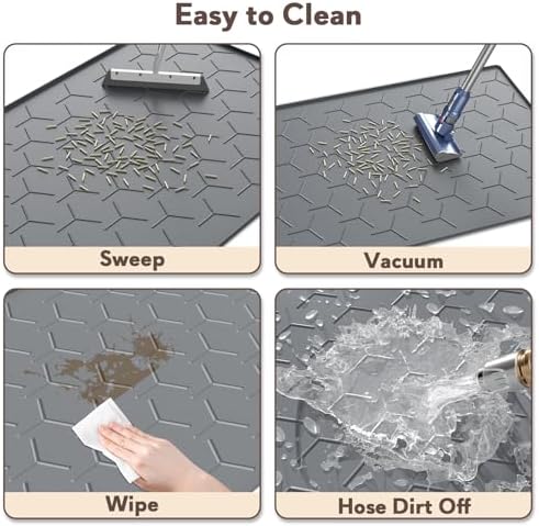 Garoopion Silicone Cat Litter Mat 34×22 inch, Easy to Clean, Dark Gray