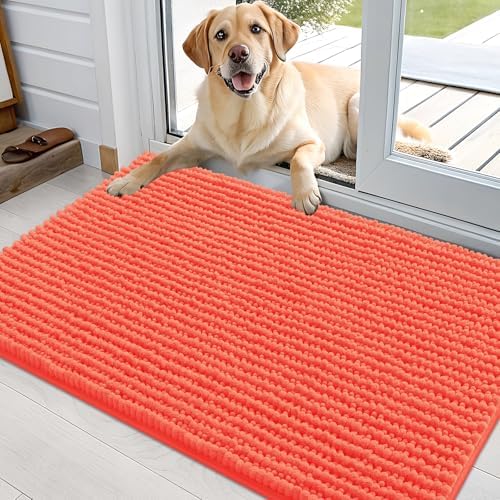 OLANLY Dog Door Mat for Muddy Paws 36x24, Extra Absorbent Chenille Mud Mat