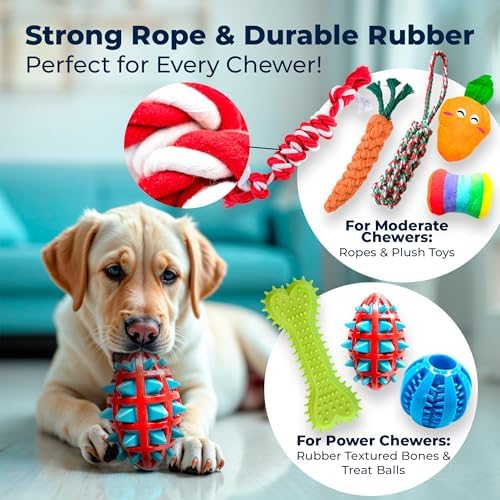 Pacific Pups Products Dog Chew Toys, Dog Toys Bulk, 18 Pack, Small/Medium