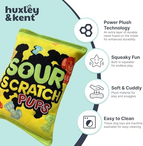 Huxley & Kent Power Plush Squeaky Dog Toy, Sour Scratch, Small