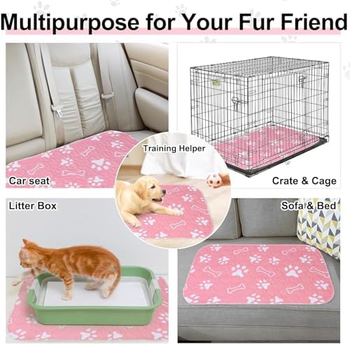 BEAUTYZOO Washable Pee Pads for Dogs,Reusable Puppy Pads Large 72x72 Pink