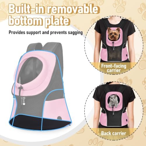 WOYYHO Pet Dog Carrier Backpack, Ventilated Mesh Small Dog Front Backpack