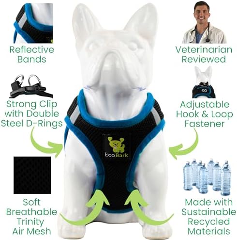EcoBark Step in Dog Harness Reflective Soft Ultra Padded Mesh Dog Harnesses for XXS, XS, Small, and Medium Dogs Eco-Friendly Comfort Secure Halter No Pull Adjustable Pet Vest